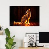 Dreamy feline art gold cat portrait schöne Haustie Poster (Heimbüro)