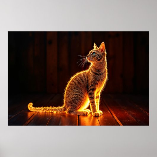 Dreamy feline art gold cat portrait schöne Haustie Poster (Vorne)
