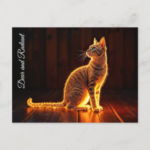 Dreamy feline art gold cat portrait schöne Haustie Postkarte