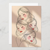 Dreamy Female Faces Print, Closed Eyes, Calming Einladung (Vorne/Hinten)