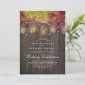 Dreamy Firefly Lights und Mason Jar Rustic Wedding Einladung (Stehend Vorderseite)
