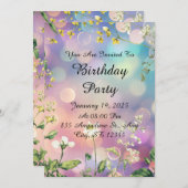 Dreamy Floral Birthday Einladung (Vorne/Hinten)