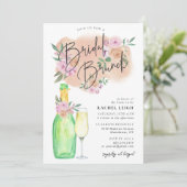 Dreamy Floral Bridal Champagne Einladung (Stehend Vorderseite)