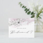 Dreamy Floral | Bridesmaid Postcard Postkarte (Stehend Vorderseite)