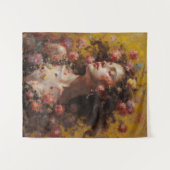 Dreamy Floral Goddess – Romantic Tapestry Wall Art Wandteppich (Vorderseite (Horizontal))