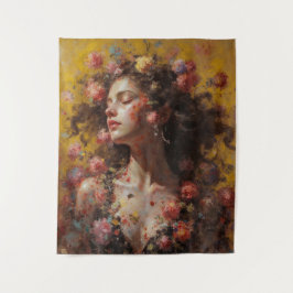 Dreamy Floral Goddess – Romantic Tapestry Wall Art Wandteppich