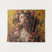 Dreamy Floral Goddess – Romantic Tapestry Wall Art Wandteppich (Vorderseite (Horizontal))