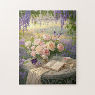 Dreamy Floral Heiligtum gebadet goldene Stunde Lic Puzzle