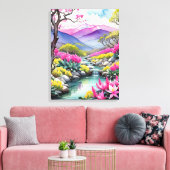 Dreamy Floral Mountain Landschaft Leinwanddruck (Insitu (Wohnzimmer))