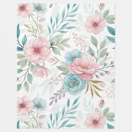 Dreamy Floral Watercolor Fleecedecke