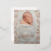Dreamy Foliage Birth Ankündigung Postcard (Vorderseite/Rückseite)
