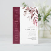 Dreamy Foliage Brautparty Burgundy ID817 Einladung (Stehend Vorderseite)