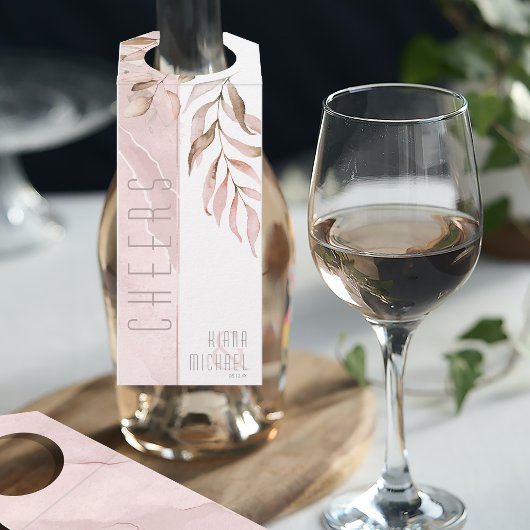 Dreamy Foliage Cheers Blush Pink ID817 Flasche Han Flaschenanhänger