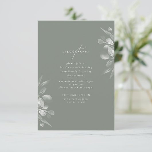 Dreamy Foliage Empfang Insert Card RSVP Karte (Stehend Vorderseite)