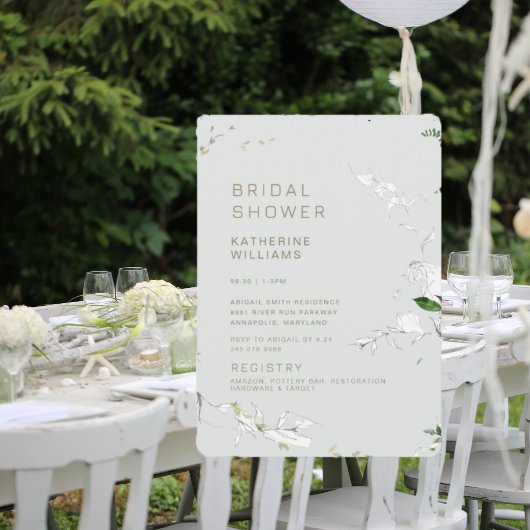 Dreamy Foliage Light Sage Modernes Brautparty Einladung