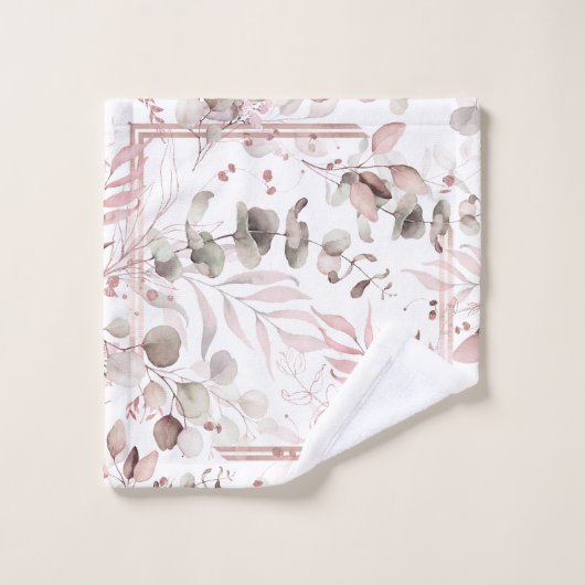 Dreamy Foliage Muster Blush ID817 Badhandtuch Set (Waschlappen)