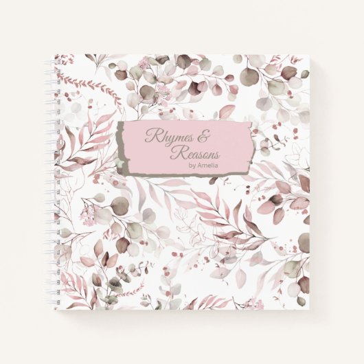 Dreamy Foliage Muster Blush ID817 Notizblock (Vorderseite)