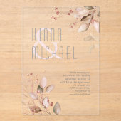 Dreamy Foliage Wedding Blush Pink ID817 Acryleinladungen (Vorderseite)