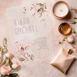 Dreamy Foliage Wedding Blush Pink ID817 Acryleinladungen