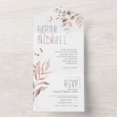 Dreamy Foliage Wedding Blush Pink ID817 All In One Einladung (Innen Boden)