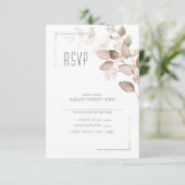 Dreamy Foliage Wedding Blush Pink ID817 RSVP Karte (Stehend Vorderseite)