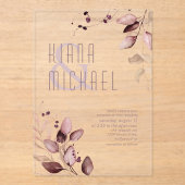 Dreamy Foliage Wedding Burgundy ID817 Acrylic Invi Acryleinladungen (Vorderseite)