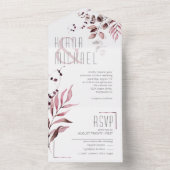 Dreamy Foliage Wedding Burgundy ID817 All In One Einladung (Innen Boden)