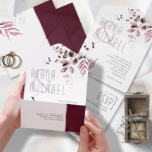 Dreamy Foliage Wedding Burgundy ID817