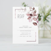 Dreamy Foliage Wedding Burgundy ID817 RSVP Karte (Stehend Vorderseite)