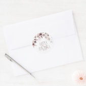 Dreamy Foliage Wedding Burgundy V2 ID817 Runder Aufkleber (Umschlag)