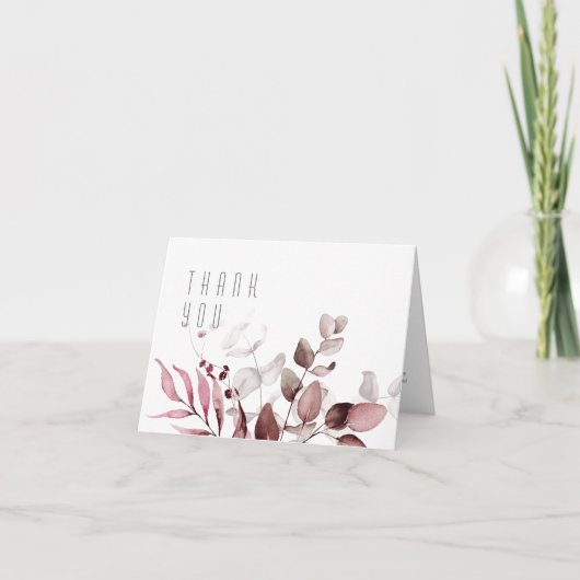 Dreamy Foliage Wedding Danke Burgundy ID817 Karte (Vorderseite)