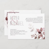 Dreamy Foliage Wedding Details Burgundy ID817 Begleitkarte (Vorne/Hinten)