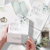Dreamy Foliage Wedding Green ID817 All In One Einladung