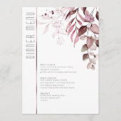 Dreamy Foliage Wedding Menu V2 Burgundy ID817 Menükarte (Vorderseite)