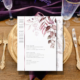 Dreamy Foliage Wedding Menu V2 Burgundy ID817 Menükarte