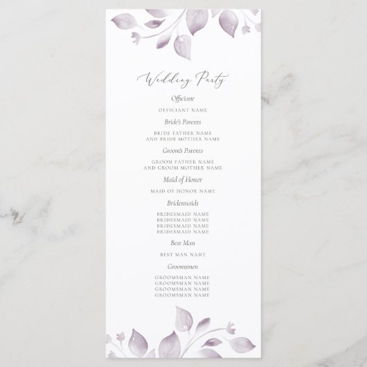 Dreamy Foliage Wedding Program Programm (Rückseite)