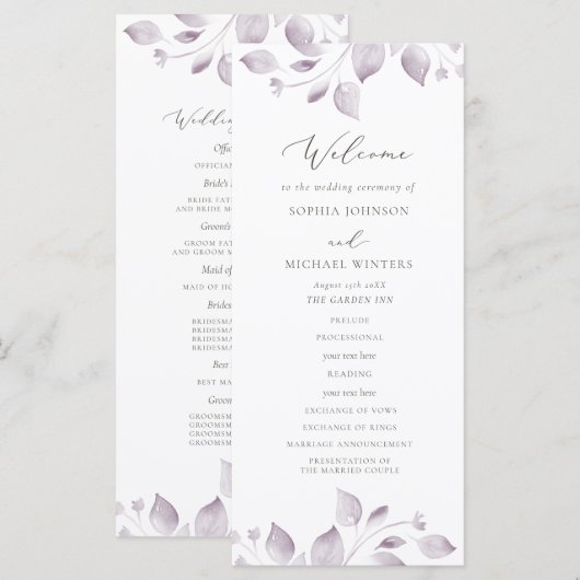 Dreamy Foliage Wedding Program Programm (Vorne/Hinten)