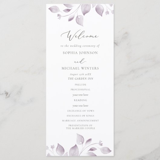 Dreamy Foliage Wedding Program Programm (Vorderseite)