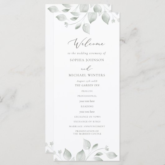 Dreamy Foliage Wedding Program Programm (Vorne/Hinten)