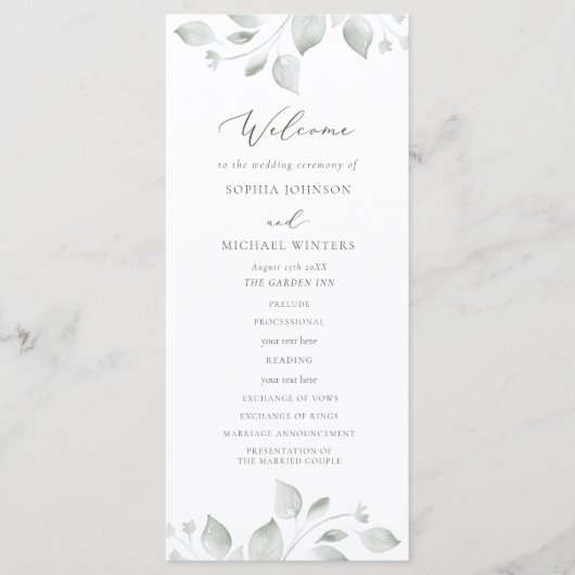 Dreamy Foliage Wedding Program Programm (Vorderseite)