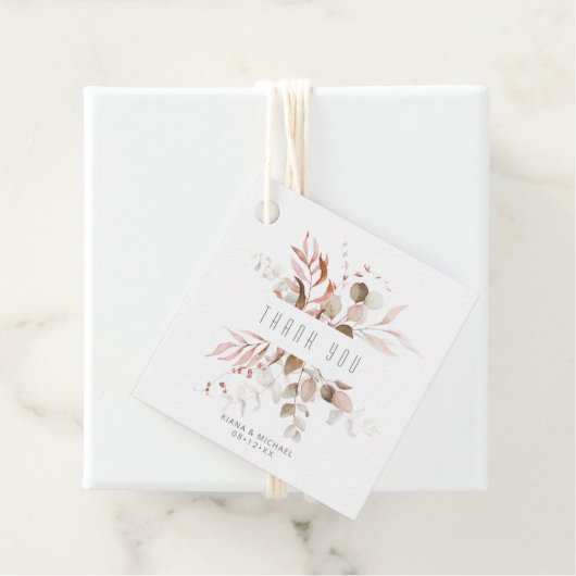 Dreamy Foliage Wedding V1 Blush Pink ID817 Geschenkanhänger (Beispiel)