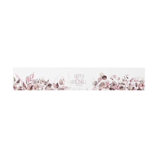 Dreamy Foliage Wedding V1 Burgundy ID817 Einladungsbanderole (Flach)