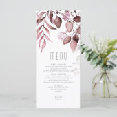 Dreamy Foliage Wedding V1 Burgundy ID817 Menükarte (Stehend Vorderseite)