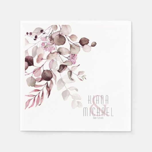 Dreamy Foliage Wedding V1 Burgundy ID817 Serviette (Vorderseite)