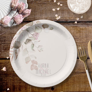 Dreamy Foliage Wedding V2 Blush Pink ID817 Pappteller