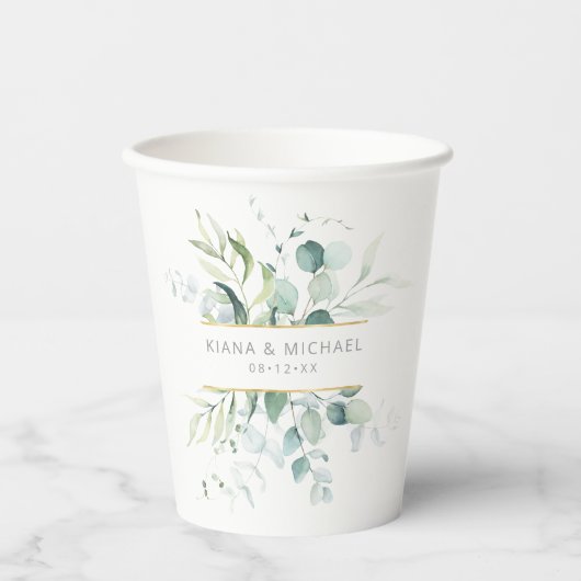 Dreamy Foliage Wedding V3 Green ID817 Pappbecher (Vorderseite)