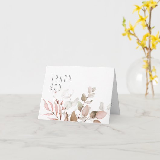 Dreamy Foliage Wedding Vielen Dank Blush Pink ID81 Karte (Gelbe Blume)