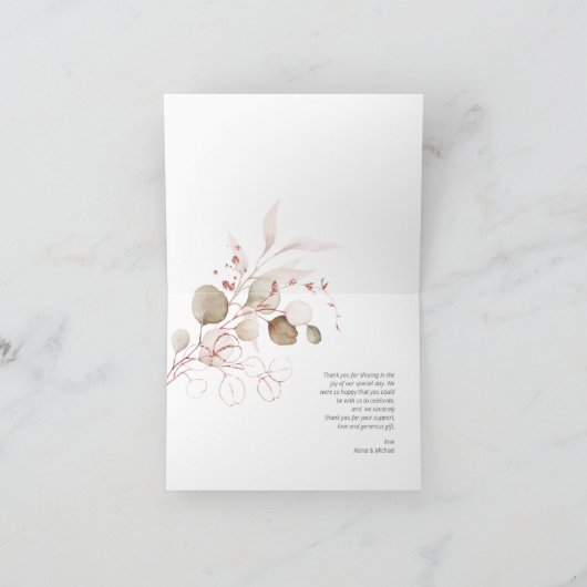 Dreamy Foliage Wedding Vielen Dank Blush Pink ID81 Karte (Innenseite)