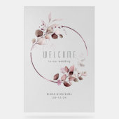 Dreamy Foliage Wedding Welcome Burgundy ID817 Acrylschild (Vorderseite)