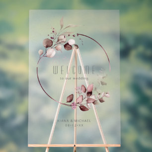 Dreamy Foliage Wedding Welcome Burgundy ID817 Acrylschild
